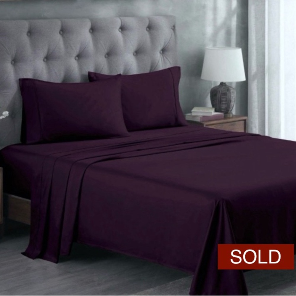Egyptian Cotton 300 Thread Count Full Sheet Set in Plum